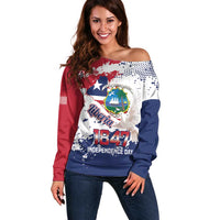 Liberia 1847 Independence Day Off Shoulder Sweater Coat Of Arms Grunge Style