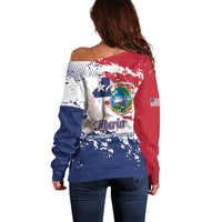Liberia 1847 Independence Day Off Shoulder Sweater Coat Of Arms Grunge Style