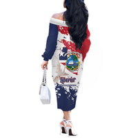 Liberia 1847 Independence Day Off The Shoulder Long Sleeve Dress Coat Of Arms Grunge Style
