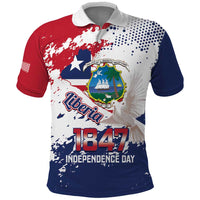 Liberia 1847 Independence Day Polo Shirt Coat Of Arms Grunge Style