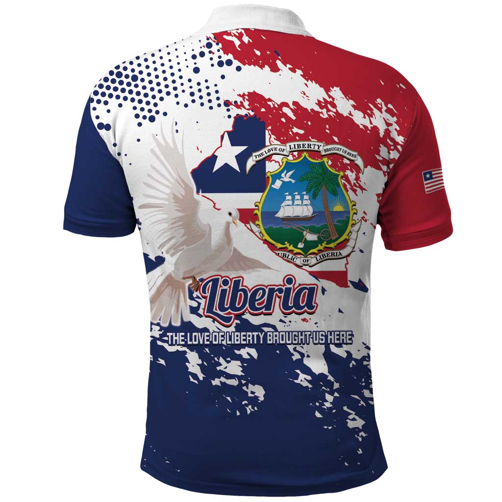 Liberia 1847 Independence Day Polo Shirt Coat Of Arms Grunge Style
