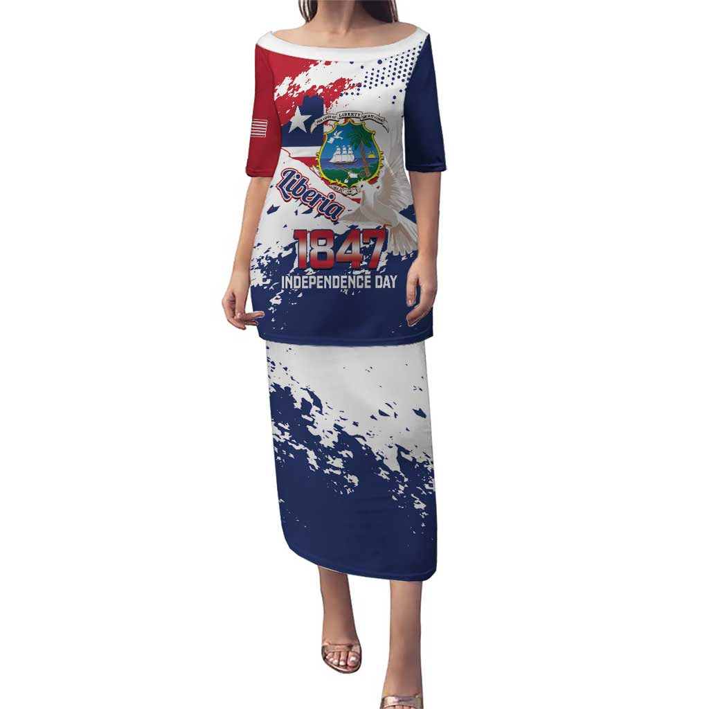 Liberia 1847 Independence Day Puletasi Coat Of Arms Grunge Style