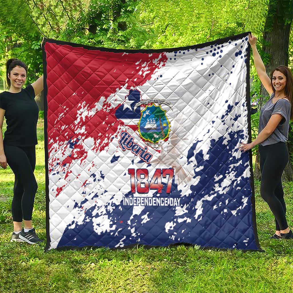 Liberia 1847 Independence Day Quilt Coat Of Arms Grunge Style