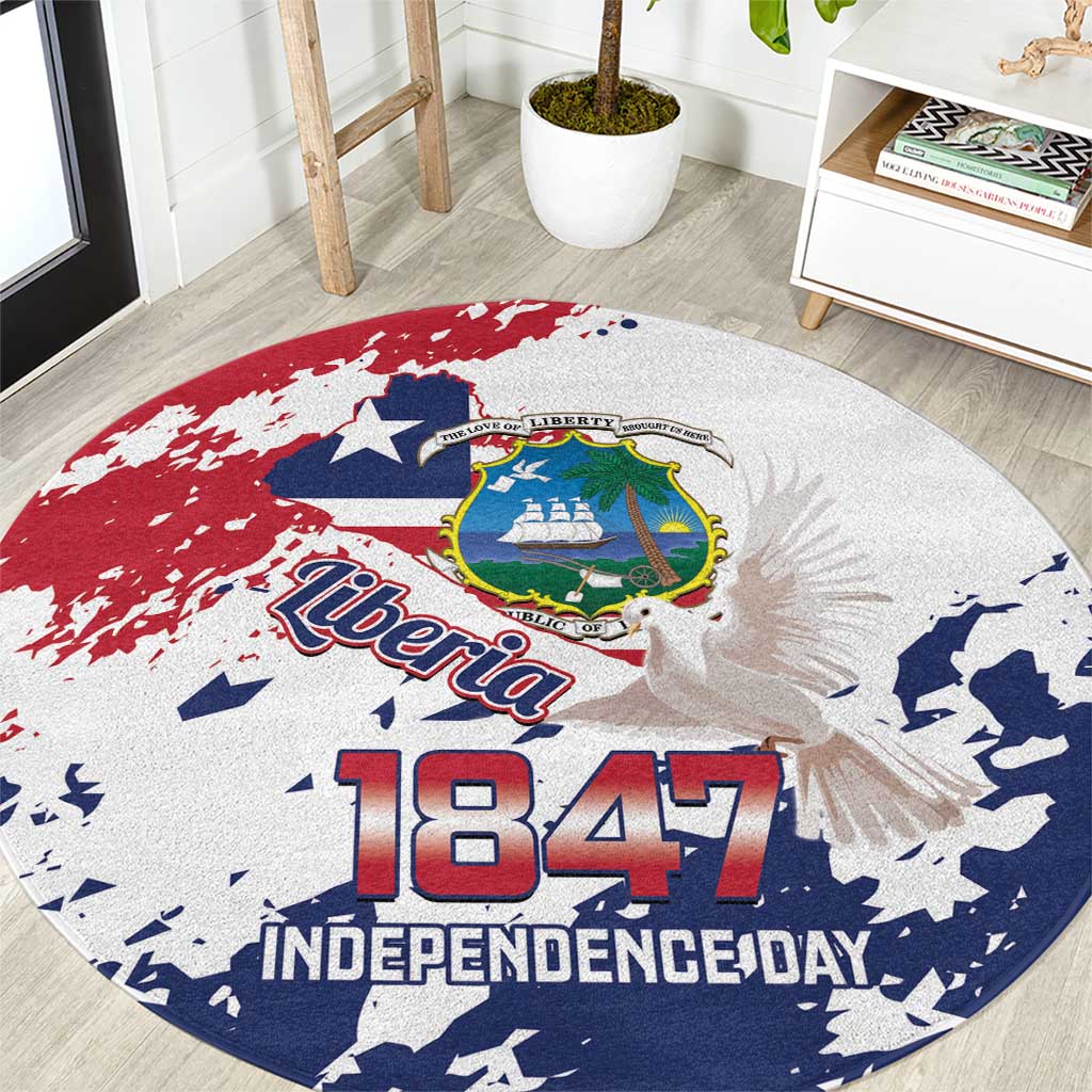 Liberia 1847 Independence Day Round Carpet Coat Of Arms Grunge Style