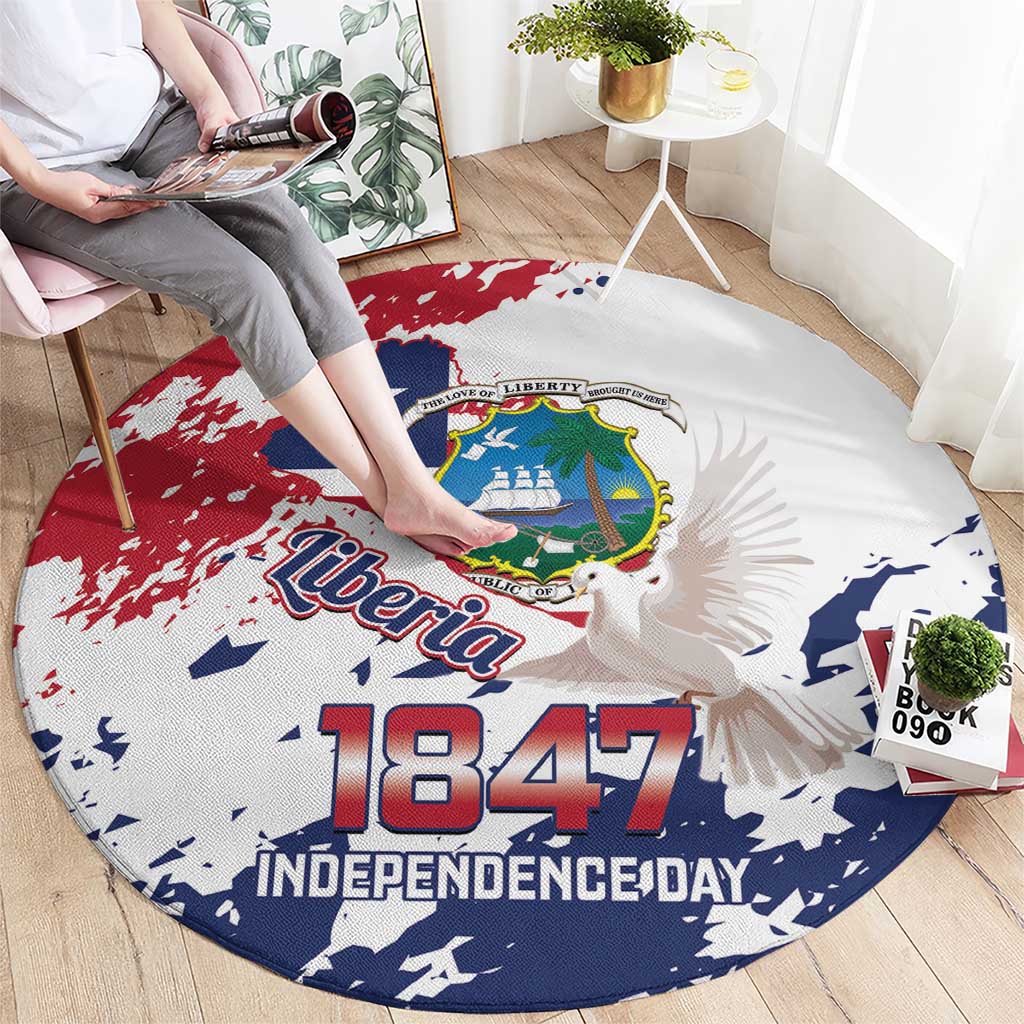 Liberia 1847 Independence Day Round Carpet Coat Of Arms Grunge Style