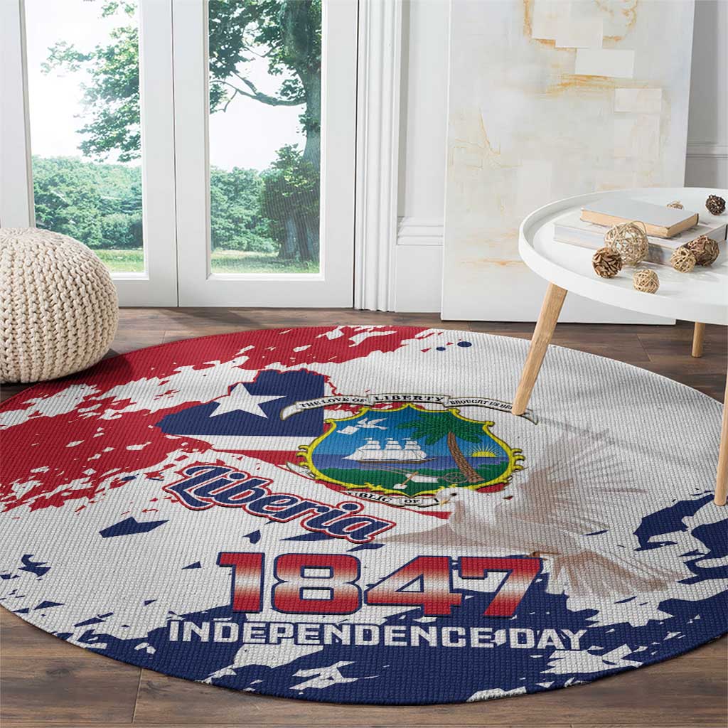Liberia 1847 Independence Day Round Carpet Coat Of Arms Grunge Style