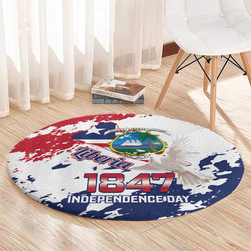 Liberia 1847 Independence Day Round Carpet Coat Of Arms Grunge Style