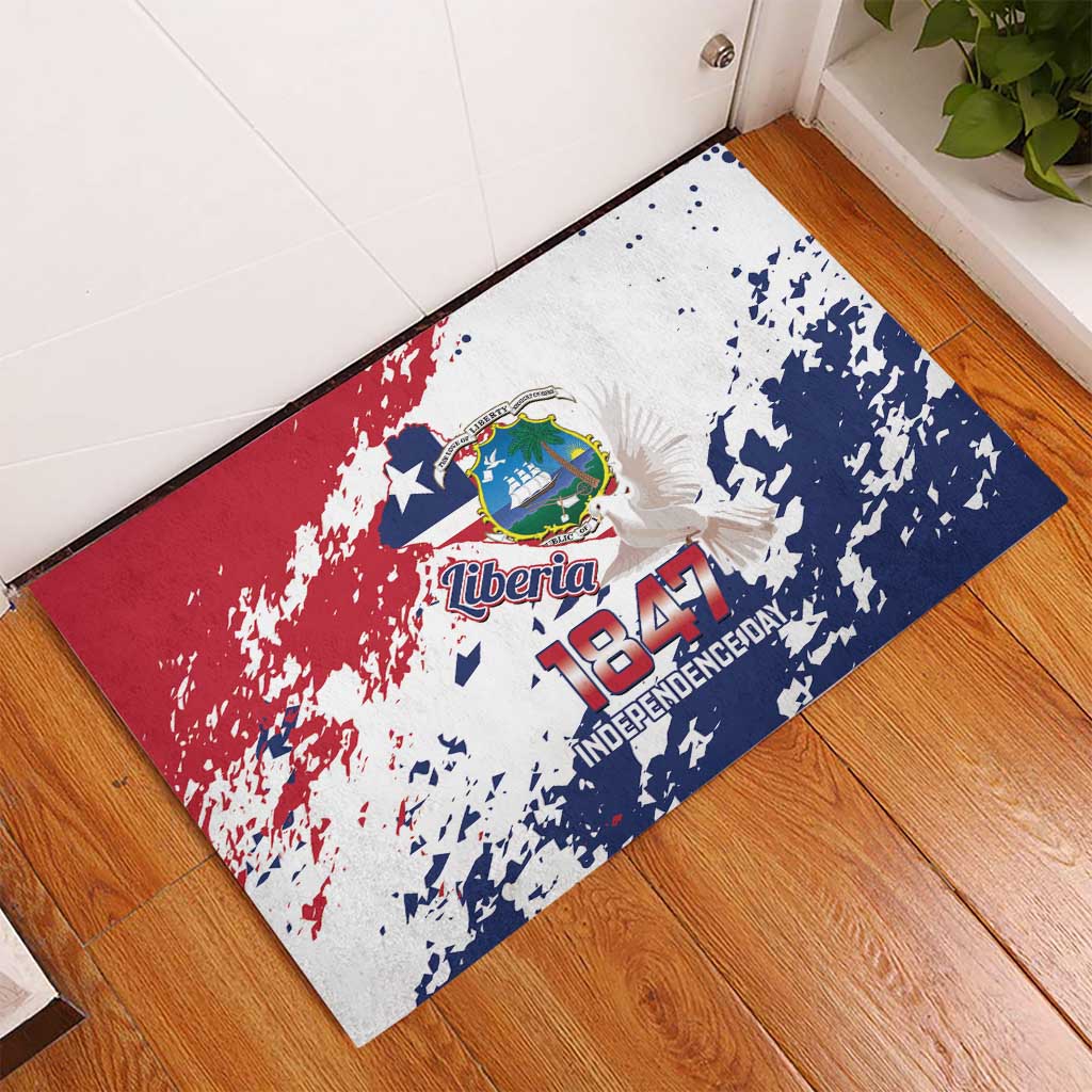 Liberia 1847 Independence Day Rubber Doormat Coat Of Arms Grunge Style