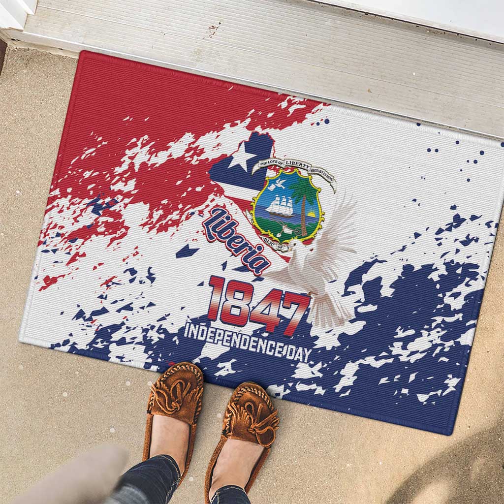 Liberia 1847 Independence Day Rubber Doormat Coat Of Arms Grunge Style
