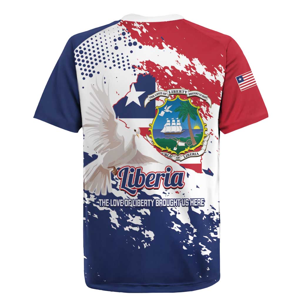 Liberia 1847 Independence Day Rugby Jersey Coat Of Arms Grunge Style