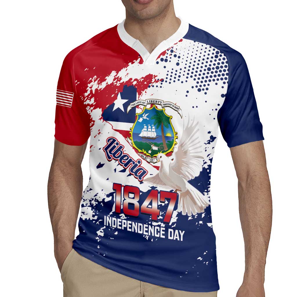 Liberia 1847 Independence Day Rugby Jersey Coat Of Arms Grunge Style