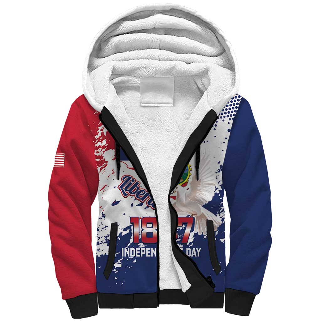 Liberia 1847 Independence Day Sherpa Hoodie Coat Of Arms Grunge Style