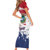 Liberia 1847 Independence Day Short Sleeve Bodycon Dress Coat Of Arms Grunge Style