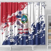 Liberia 1847 Independence Day Shower Curtain Coat Of Arms Grunge Style