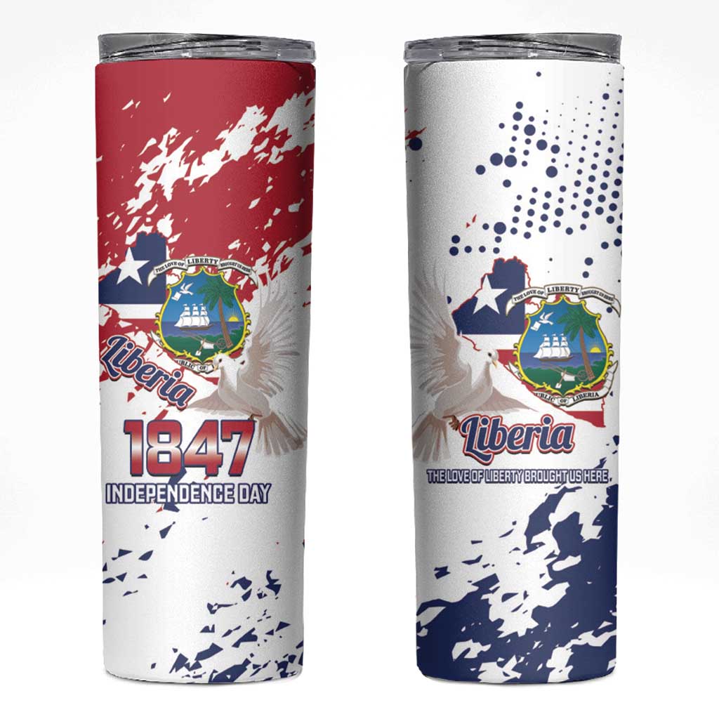 Liberia 1847 Independence Day Skinny Tumbler Coat Of Arms Grunge Style
