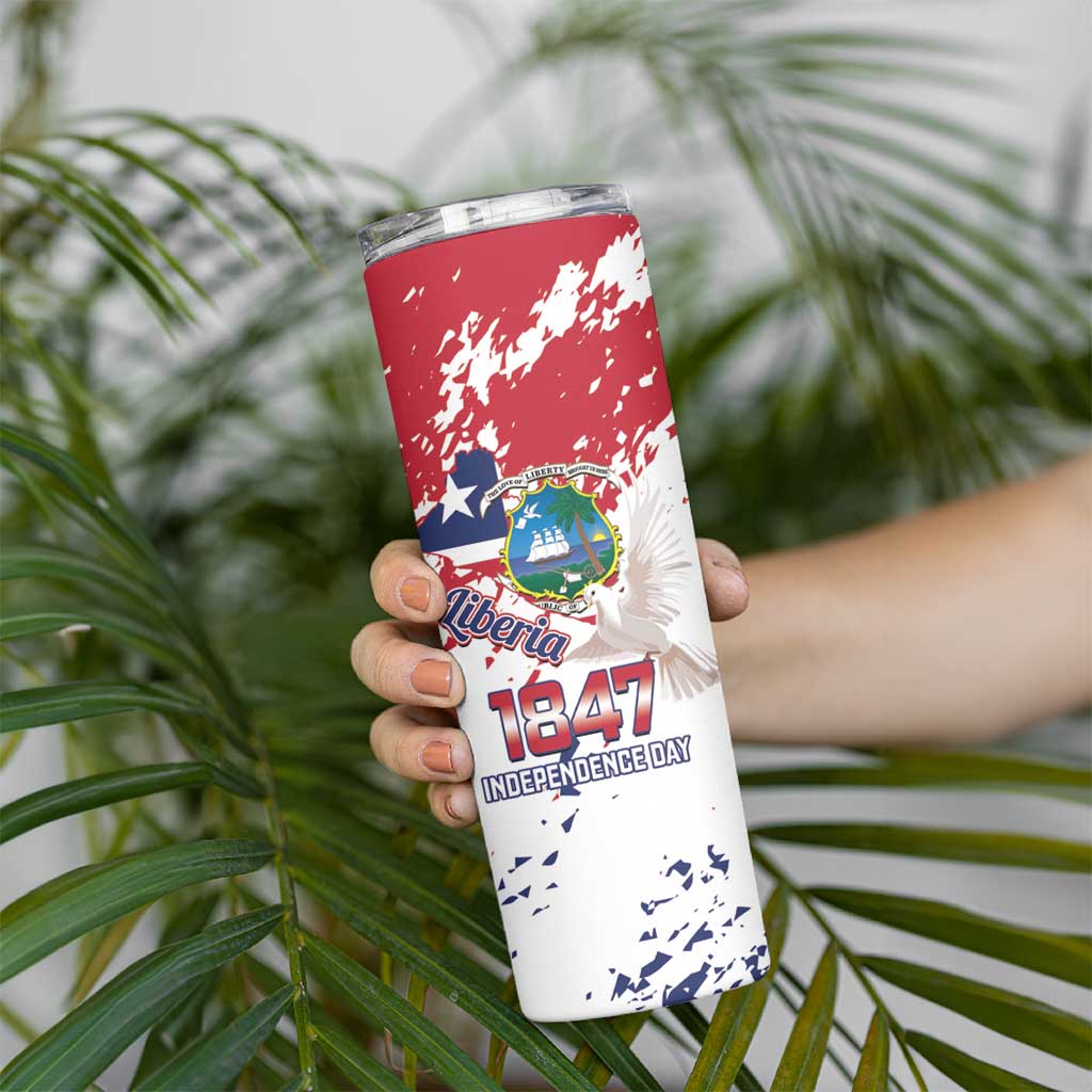 Liberia 1847 Independence Day Skinny Tumbler Coat Of Arms Grunge Style