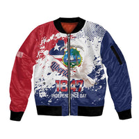 Liberia 1847 Independence Day Sleeve Zip Bomber Jacket Coat Of Arms Grunge Style