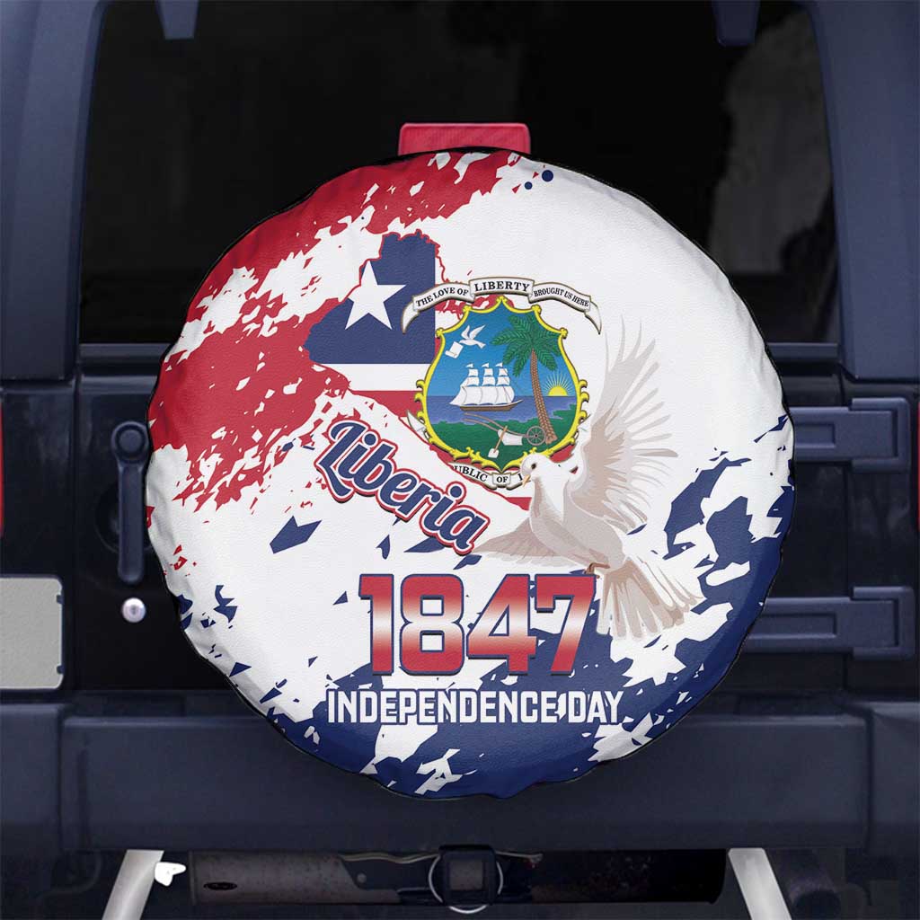Liberia 1847 Independence Day Spare Tire Cover Coat Of Arms Grunge Style