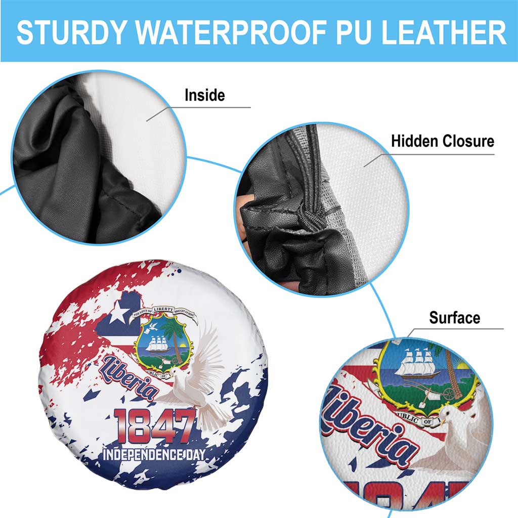 Liberia 1847 Independence Day Spare Tire Cover Coat Of Arms Grunge Style