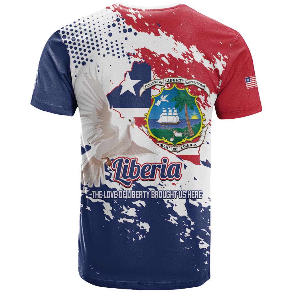 Liberia 1847 Independence Day T Shirt Coat Of Arms Grunge Style