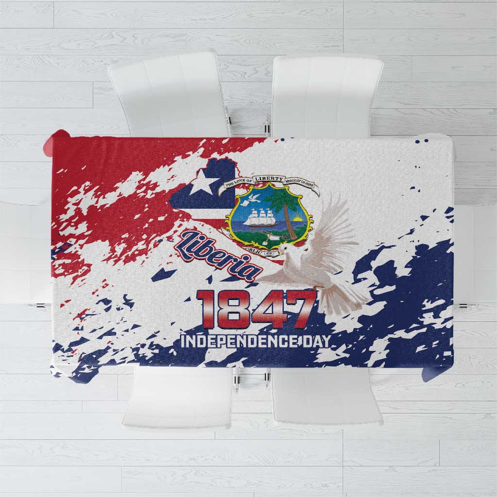 Liberia 1847 Independence Day Tablecloth Coat Of Arms Grunge Style