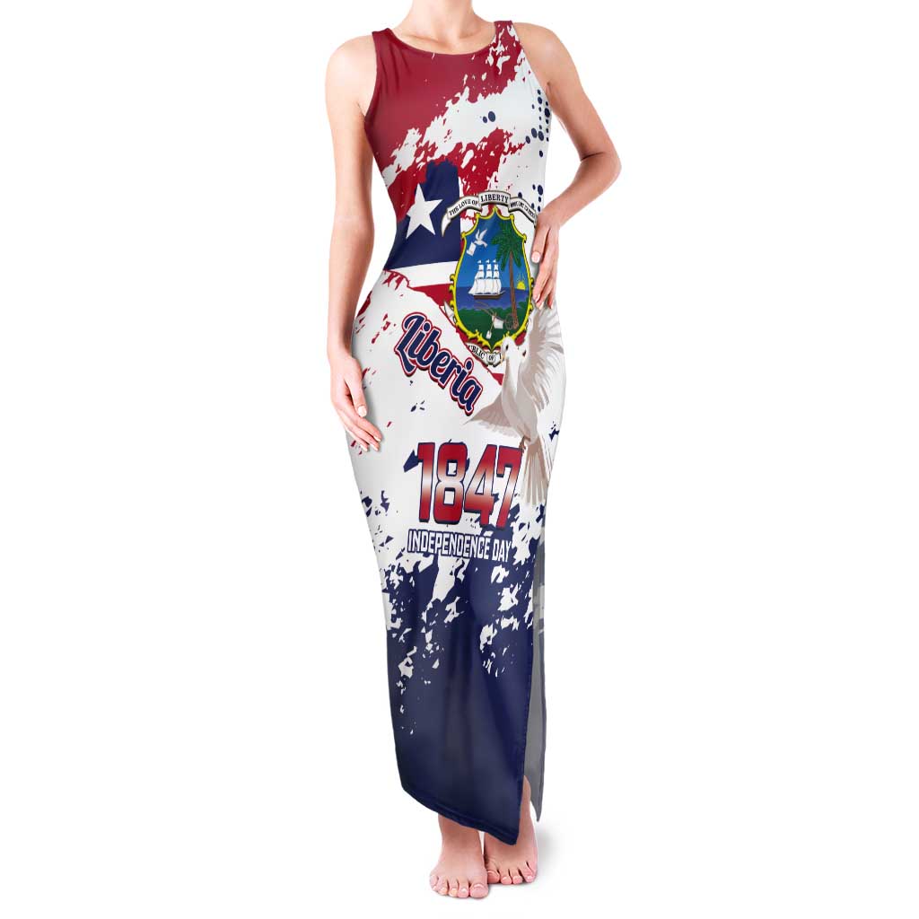 Liberia 1847 Independence Day Tank Maxi Dress Coat Of Arms Grunge Style