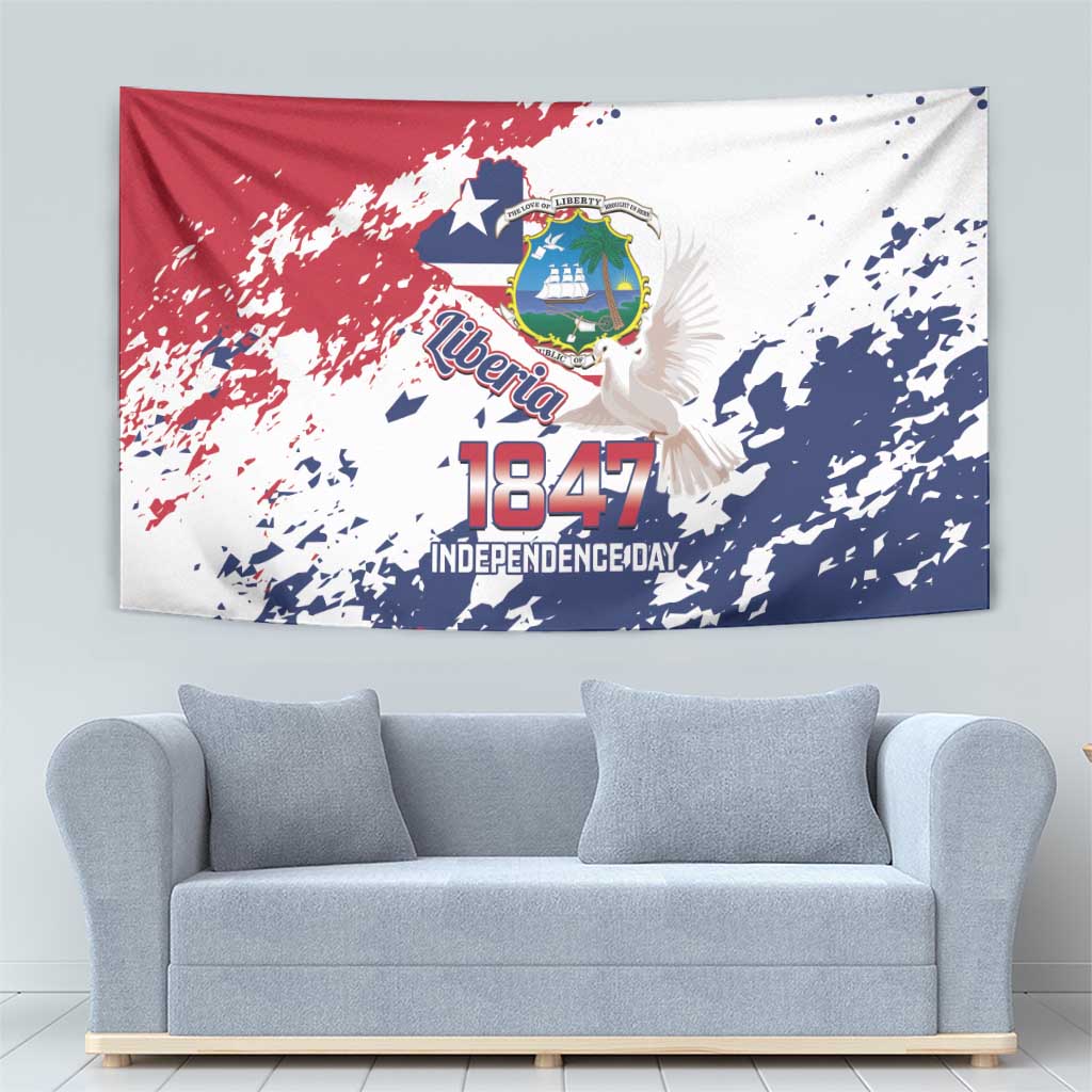 Liberia 1847 Independence Day Tapestry Coat Of Arms Grunge Style