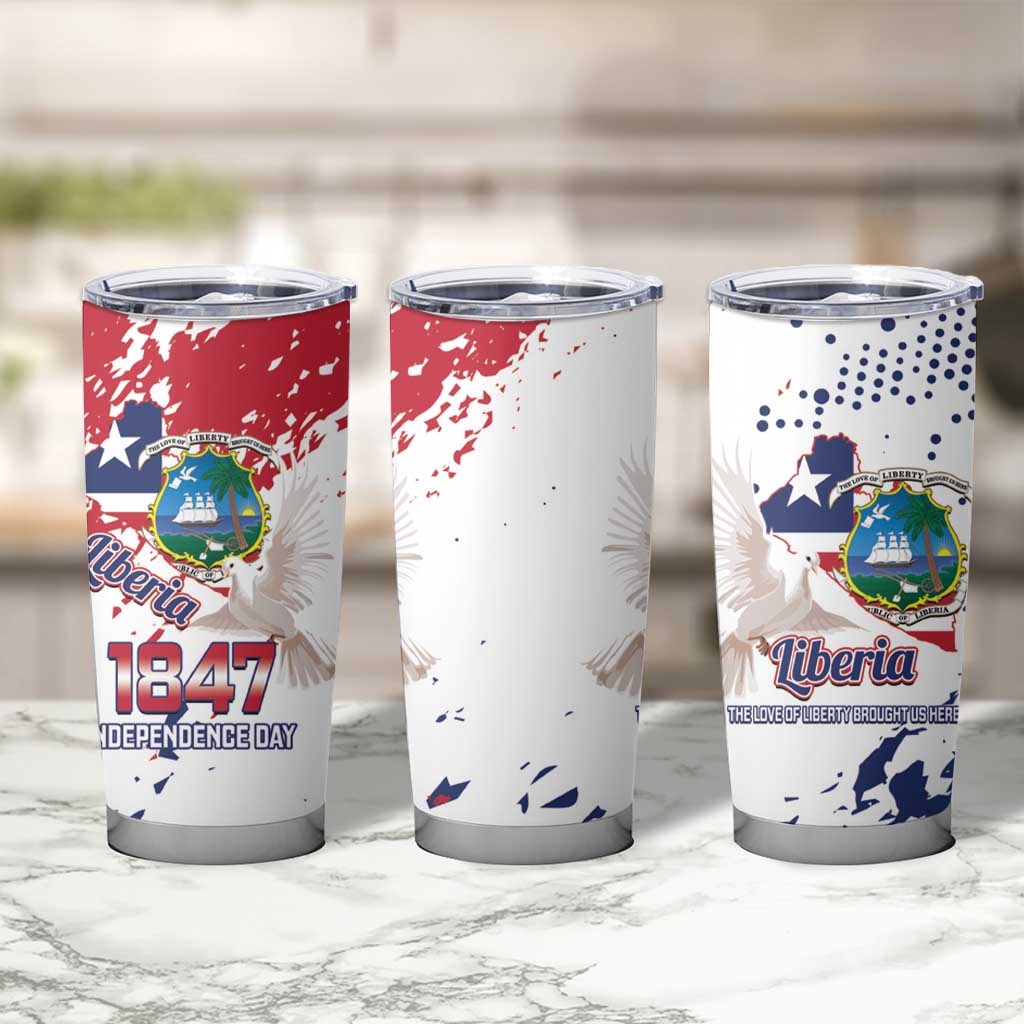 Liberia 1847 Independence Day Tumbler Cup Coat Of Arms Grunge Style