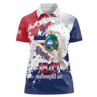 Liberia 1847 Independence Day Women Polo Shirt Coat Of Arms Grunge Style