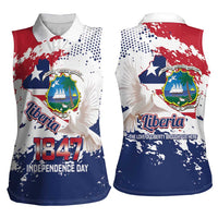 Liberia 1847 Independence Day Women Sleeveless Polo Shirt Coat Of Arms Grunge Style