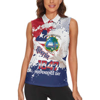 Liberia 1847 Independence Day Women Sleeveless Polo Shirt Coat Of Arms Grunge Style