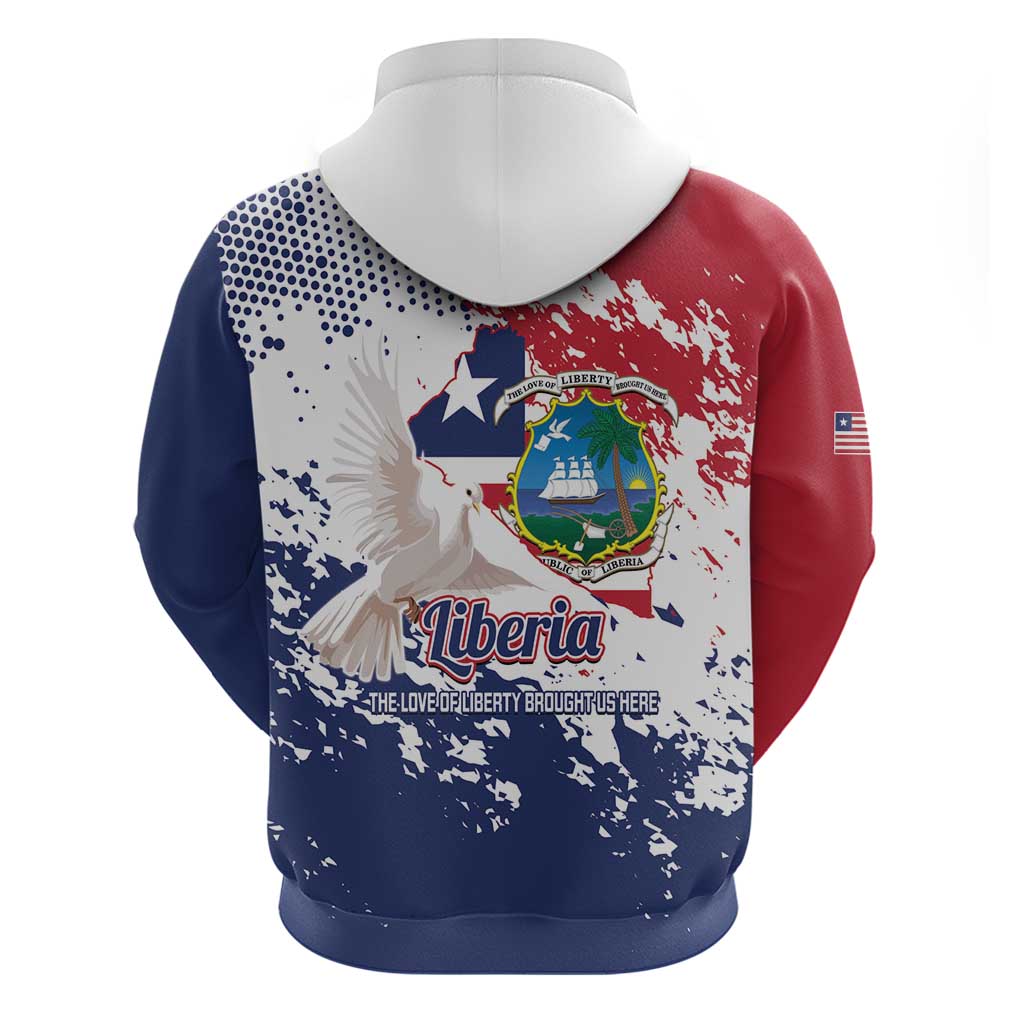 Liberia 1847 Independence Day Zip Hoodie Coat Of Arms Grunge Style