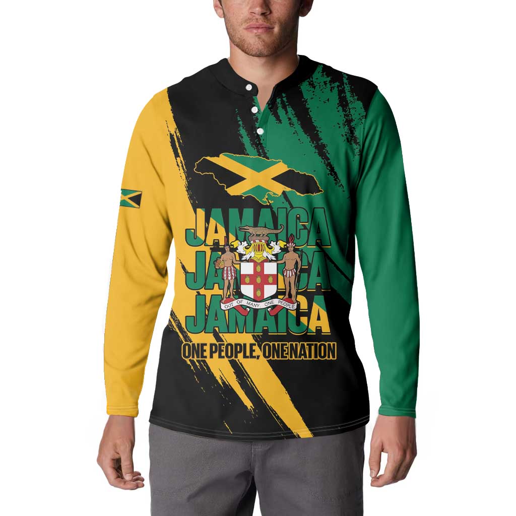 Jamaica Independence Day Button Sweatshirt One People One Nation