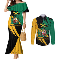 Jamaica Independence Day Couples Matching Mermaid Dress and Long Sleeve Button Shirt One People One Nation