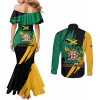 Jamaica Independence Day Couples Matching Mermaid Dress and Long Sleeve Button Shirt One People One Nation