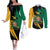 Jamaica Independence Day Couples Matching Off The Shoulder Long Sleeve Dress and Long Sleeve Button Shirt One People One Nation