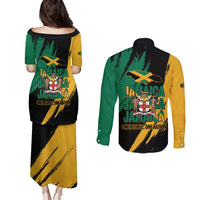 Jamaica Independence Day Couples Matching Puletasi and Long Sleeve Button Shirt One People One Nation