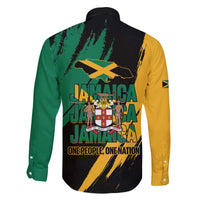 Jamaica Independence Day Family Matching Off The Shoulder Long Sleeve Dress and Hawaiian Shirt One People One Nation