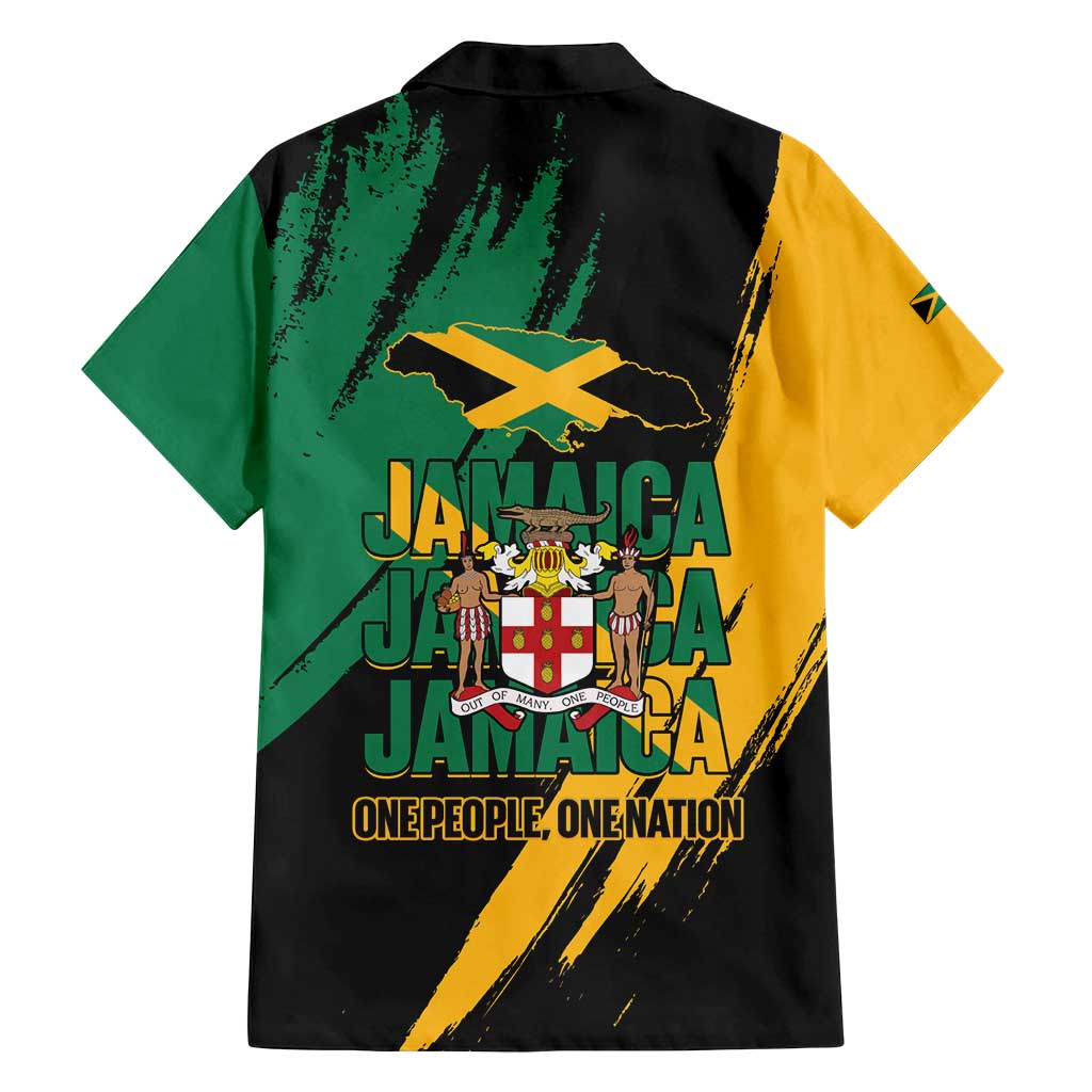 Jamaica Independence Day Family Matching Off Shoulder Maxi Dress and Hawaiian Shirt One People One Nation