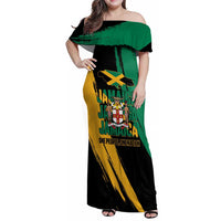 Jamaica Independence Day Family Matching Off Shoulder Maxi Dress and Hawaiian Shirt One People One Nation