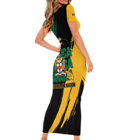 Jamaica Independence Day Family Matching Short Sleeve Bodycon Dress and Hawaiian Shirt One People One Nation