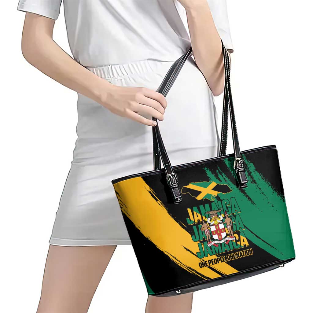 Jamaica Independence Day Leather Tote Bag One People One Nation