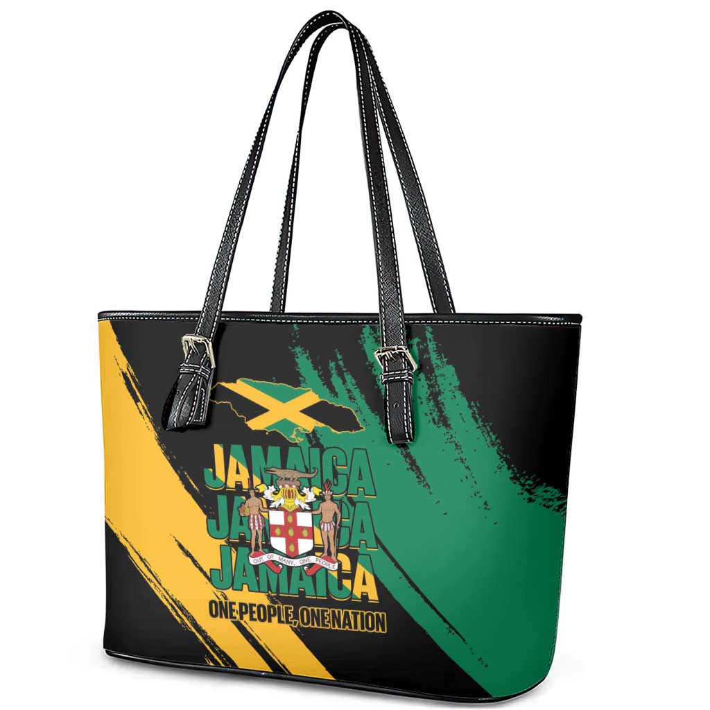 Jamaica Independence Day Leather Tote Bag One People One Nation