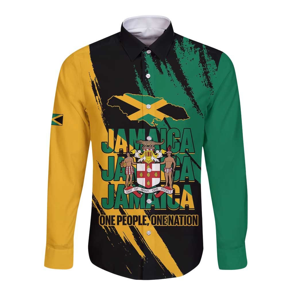 Jamaica Independence Day Long Sleeve Button Shirt One People One Nation
