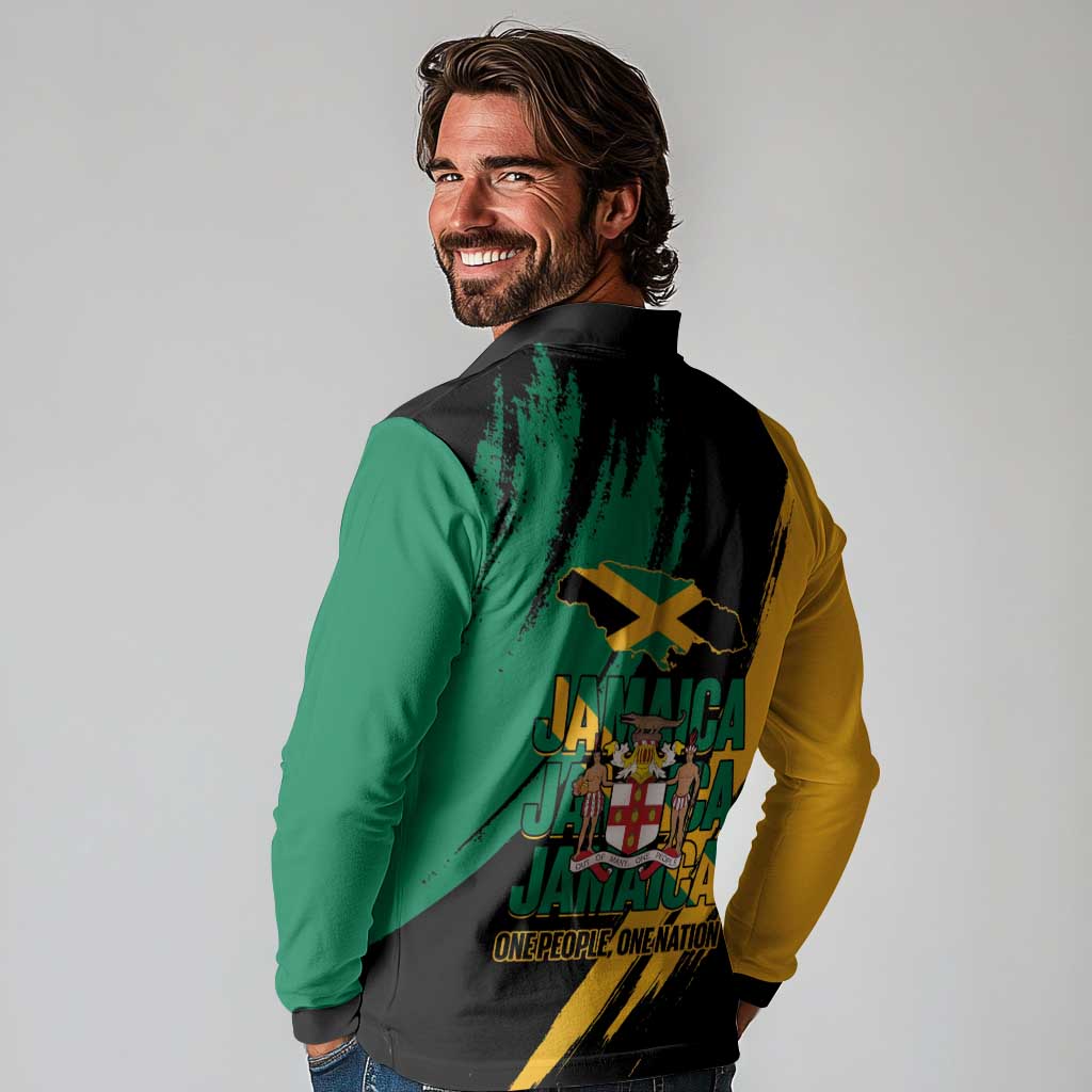 Jamaica Independence Day Long Sleeve Polo Shirt One People One Nation