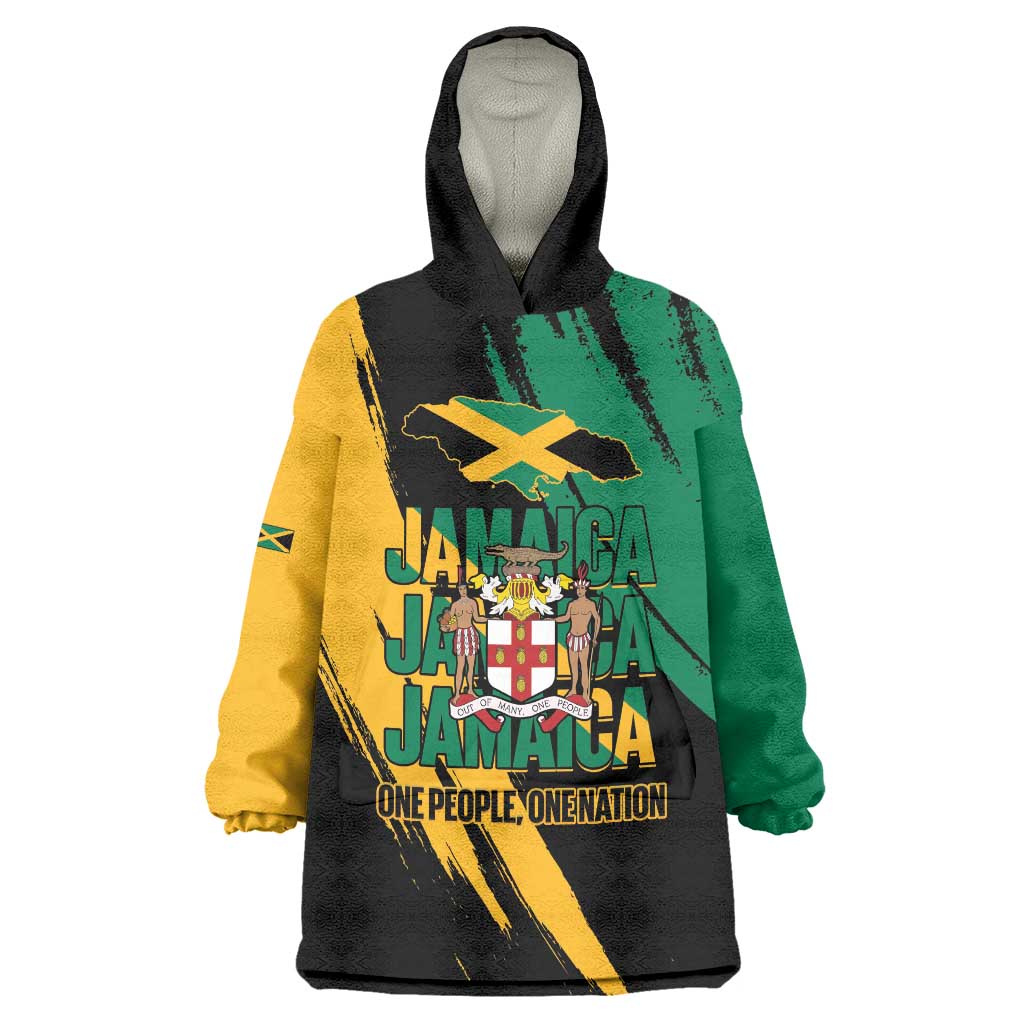 Jamaica Independence Day Wearable Blanket Hoodie One People One Nation