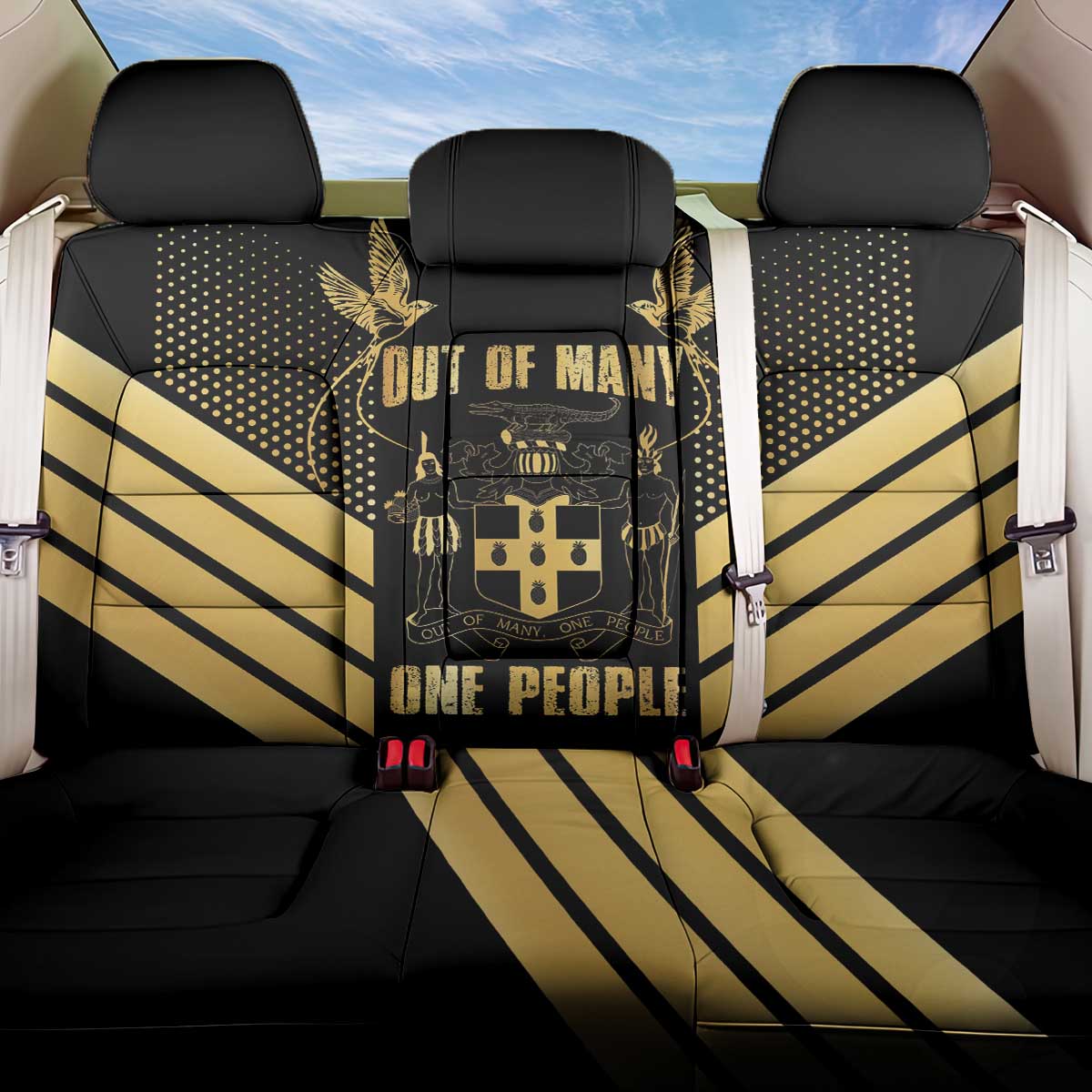 Jamaica Independence Day Back Car Seat Cover Out Of Many One People Gold Color
