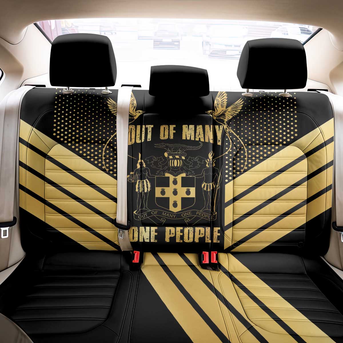 Jamaica Independence Day Back Car Seat Cover Out Of Many One People Gold Color