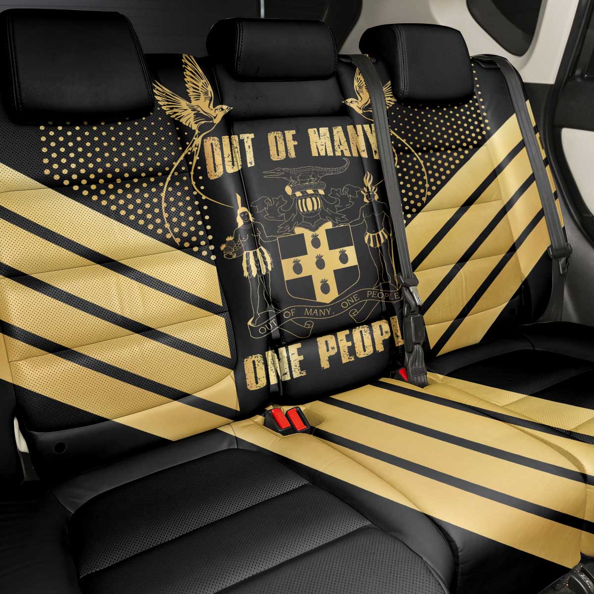 Jamaica Independence Day Back Car Seat Cover Out Of Many One People Gold Color