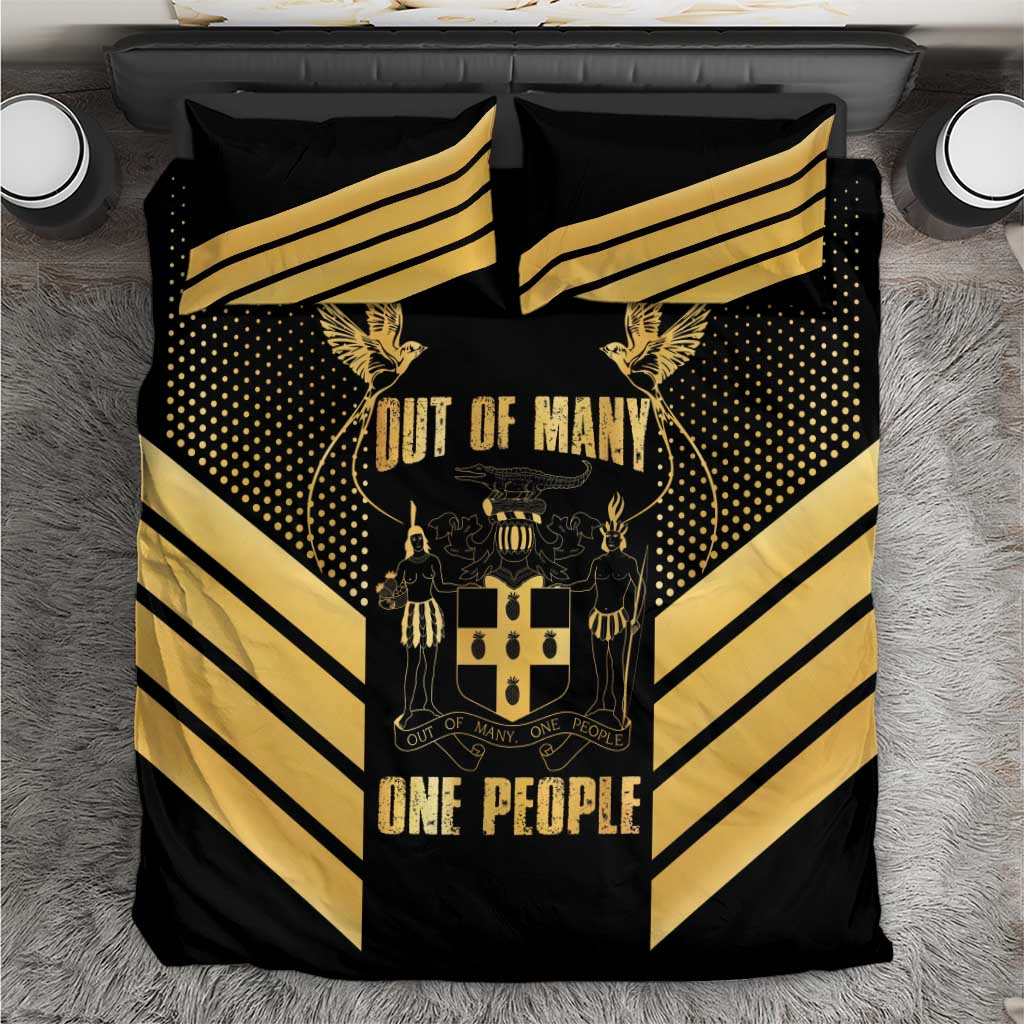Jamaica Independence Day Bedding Set Out Of Many One People Gold Color